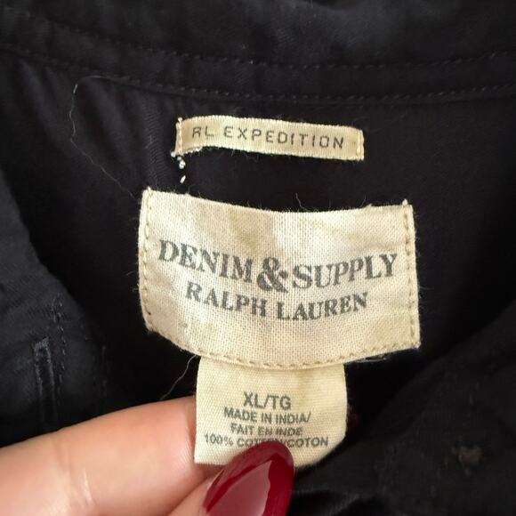 DENIM & SUPPLY Ralph Lauren | Black Cotton Button Down Utility Shirt Extra Large - Picture 2 of 5